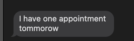 Client message: I have one appointment tomorrow.